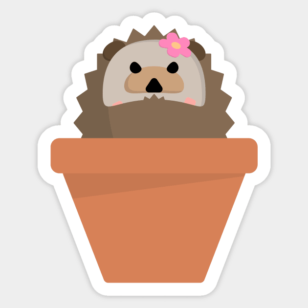 Hedgepot: hedgehog succulent in a pot Sticker by Darquill T-Shirts